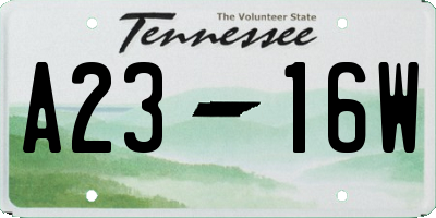 TN license plate A2316W