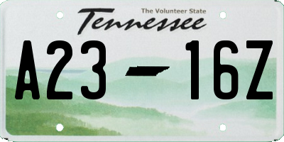 TN license plate A2316Z