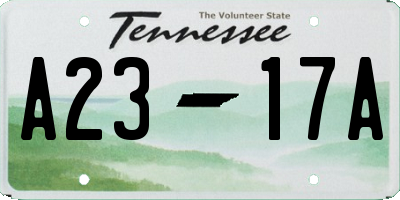TN license plate A2317A