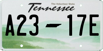 TN license plate A2317E
