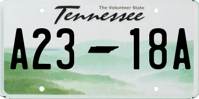 TN license plate A2318A