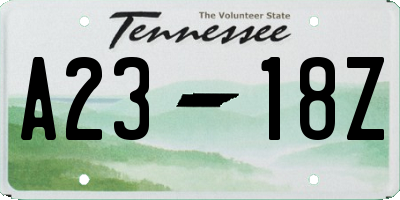 TN license plate A2318Z