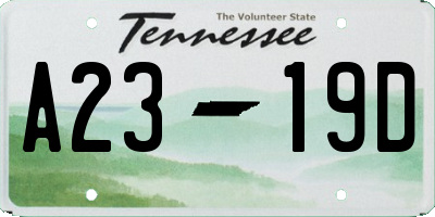 TN license plate A2319D