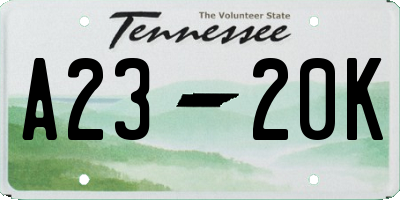TN license plate A2320K