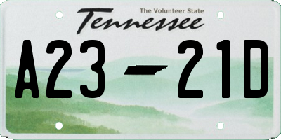TN license plate A2321D