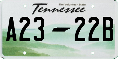 TN license plate A2322B