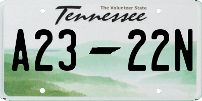 TN license plate A2322N