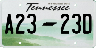 TN license plate A2323D