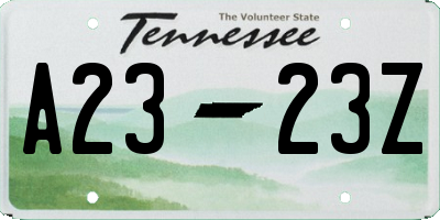 TN license plate A2323Z