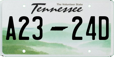 TN license plate A2324D