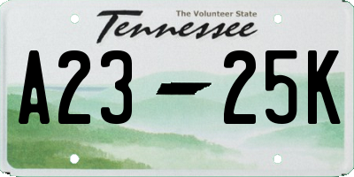 TN license plate A2325K