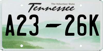 TN license plate A2326K
