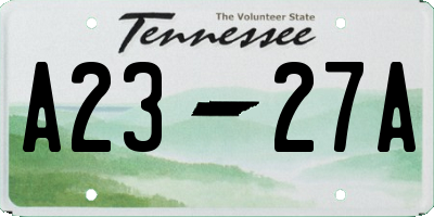 TN license plate A2327A