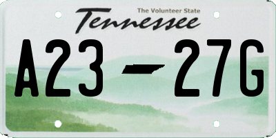 TN license plate A2327G