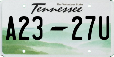 TN license plate A2327U