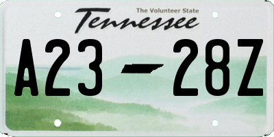 TN license plate A2328Z