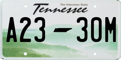 TN license plate A2330M