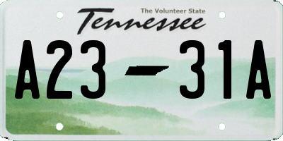 TN license plate A2331A