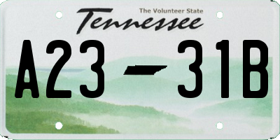 TN license plate A2331B