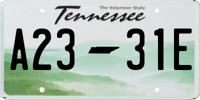 TN license plate A2331E