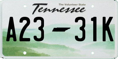 TN license plate A2331K
