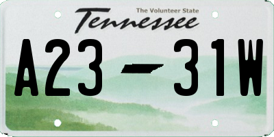 TN license plate A2331W
