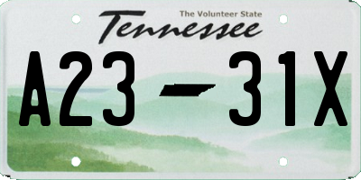 TN license plate A2331X