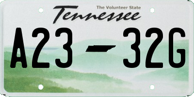 TN license plate A2332G