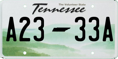 TN license plate A2333A