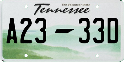 TN license plate A2333D