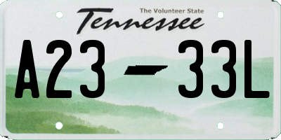 TN license plate A2333L