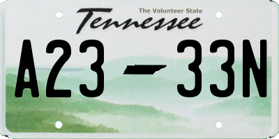 TN license plate A2333N
