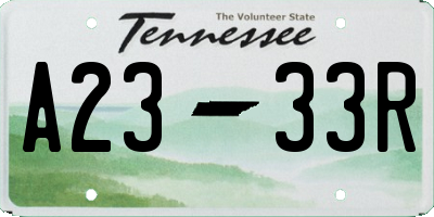 TN license plate A2333R
