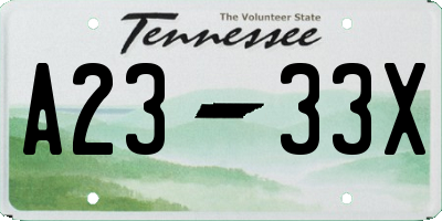 TN license plate A2333X