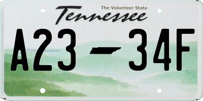 TN license plate A2334F