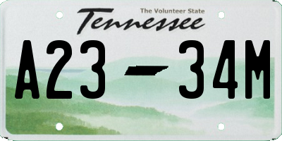 TN license plate A2334M