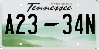 TN license plate A2334N