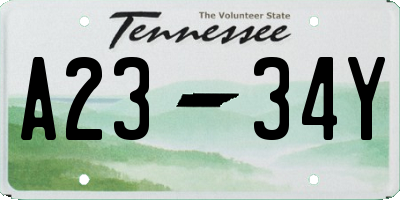 TN license plate A2334Y