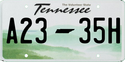 TN license plate A2335H