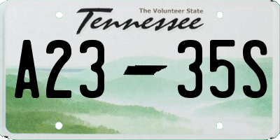 TN license plate A2335S