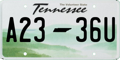TN license plate A2336U