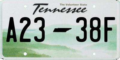 TN license plate A2338F