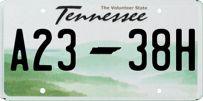 TN license plate A2338H
