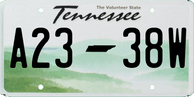 TN license plate A2338W