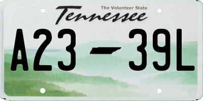 TN license plate A2339L
