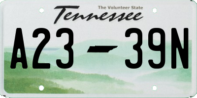 TN license plate A2339N