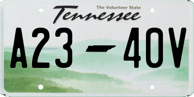 TN license plate A2340V