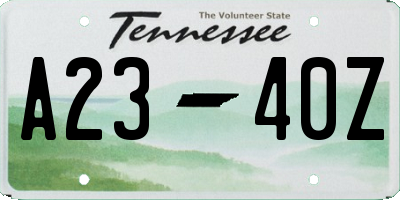 TN license plate A2340Z
