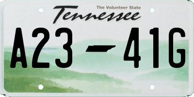 TN license plate A2341G
