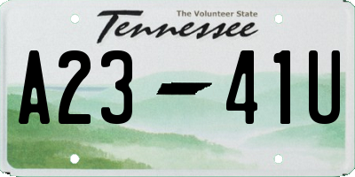 TN license plate A2341U